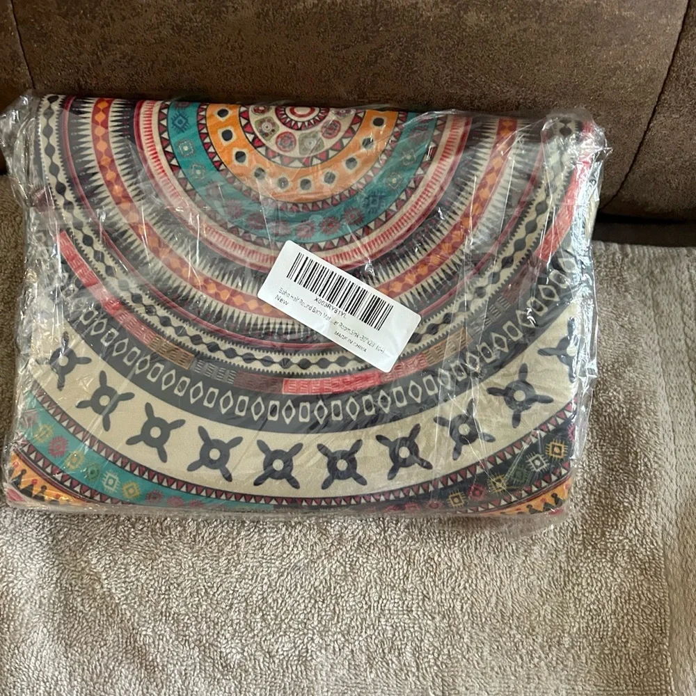 Boho Half Round Super Absorbent Thin Rubber Non-slip Bottom Shower🛁Rug